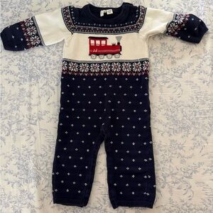 Janie and Jack Train Fair Isle One Piece